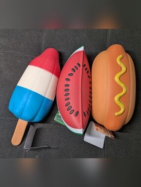 Jumbo Summer Squishy Sensory  Toy Trio - Hotdog, Rocket Pop, Watermelon